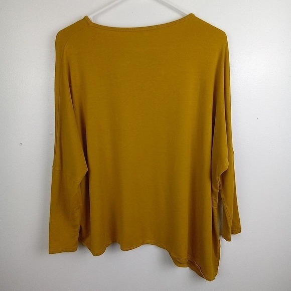 Zara WB Collection Shirt Women's Size Medium Mustard 3/4 Sleeve Asymmetrical - Picture 6 of 7